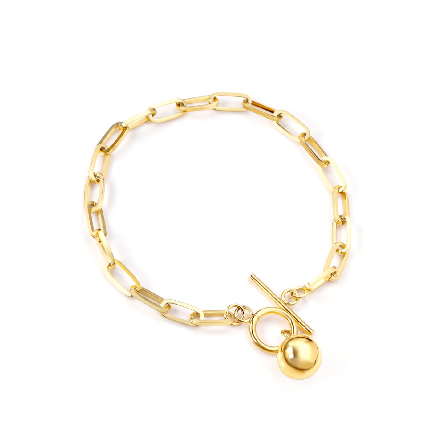 Orb Lock Bracelet – Chunky Toggle Chain with Sphere Charm