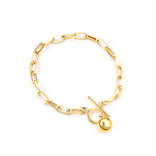 Orb Lock Bracelet – Chunky Toggle Chain with Sphere Charm