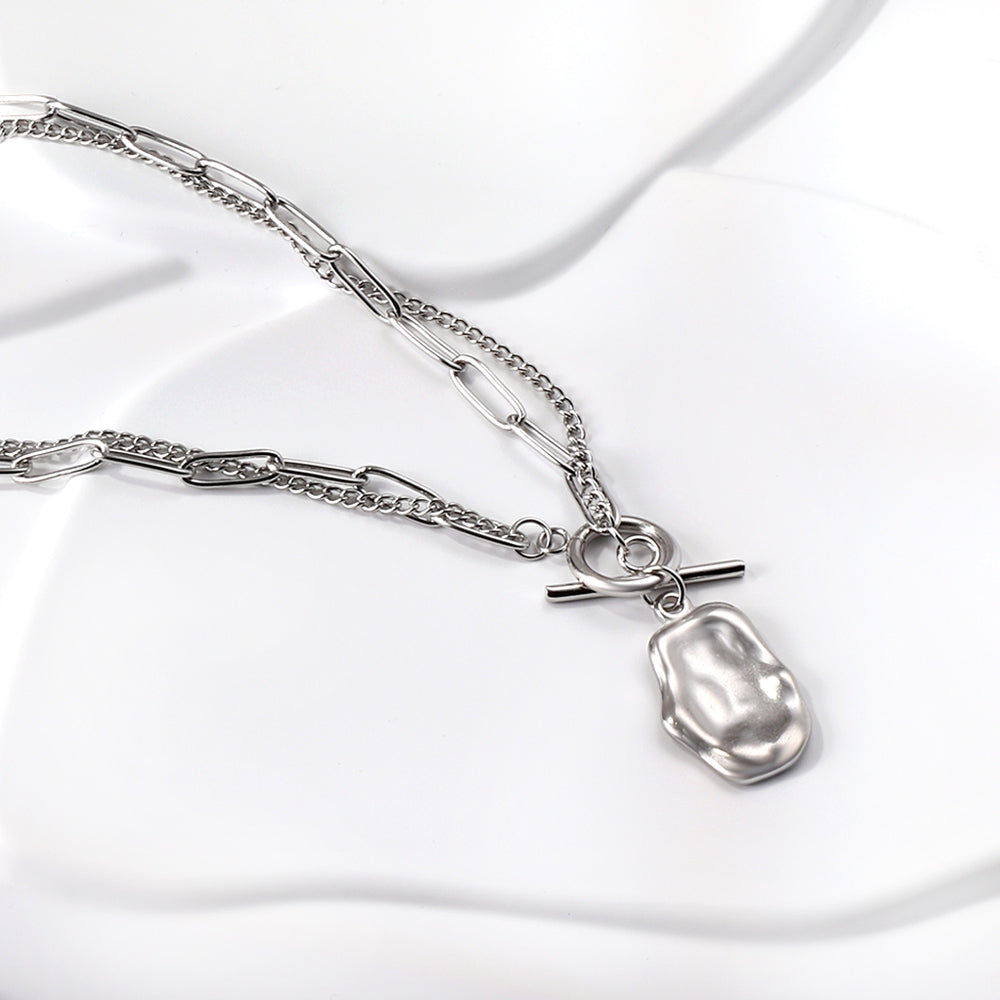 Sculpted Duo – Layered Toggle Necklace (Gold & Silver)