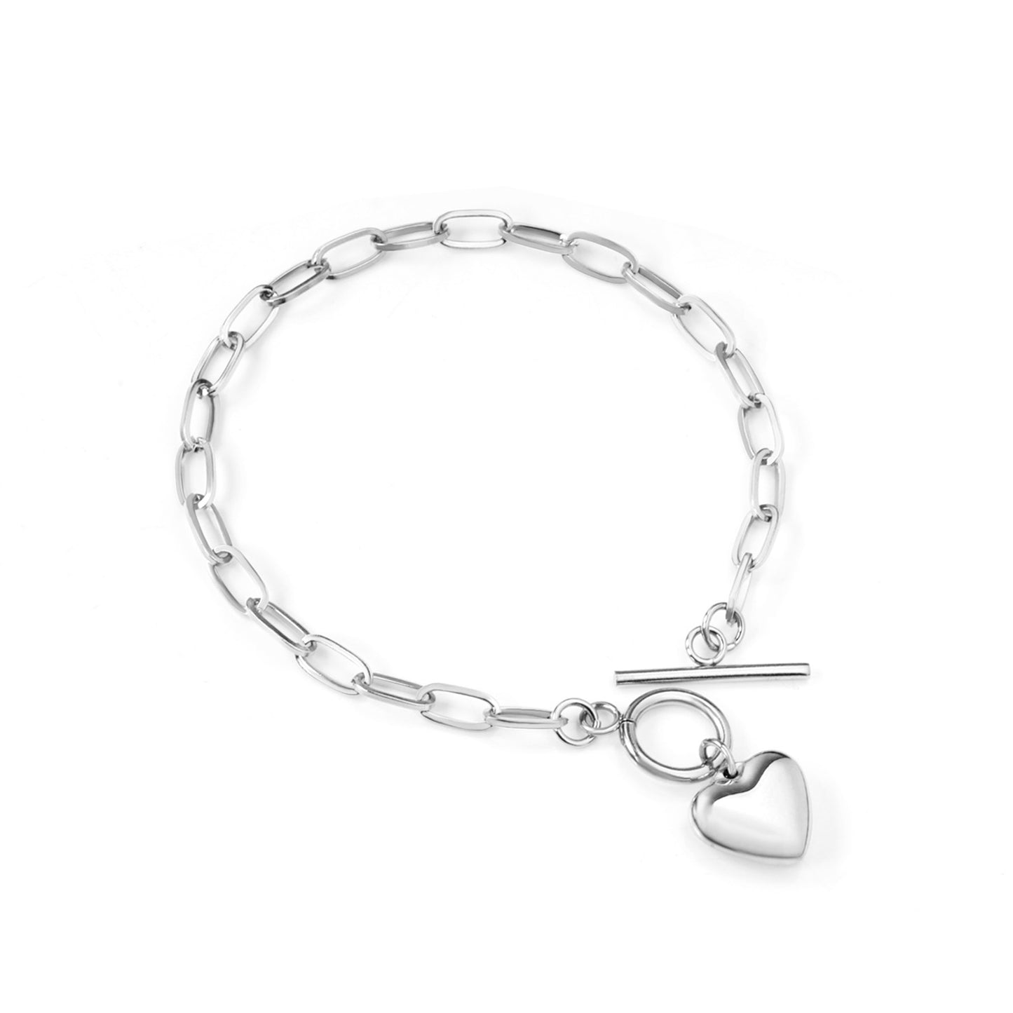 Heartlock Bracelet – Gold &amp; Silver Puffy Heart Chain