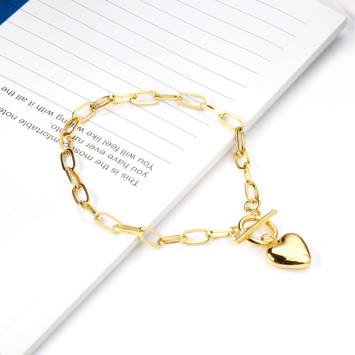 Heartlock Bracelet – Gold &amp; Silver Puffy Heart Chain