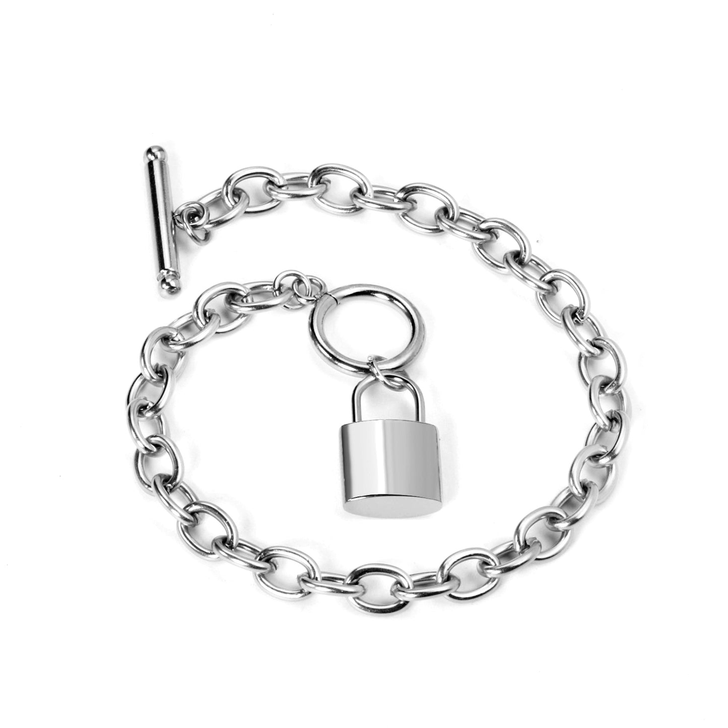 Lock Drop Bracelet – Chunky Toggle Chain with Padlock Charm