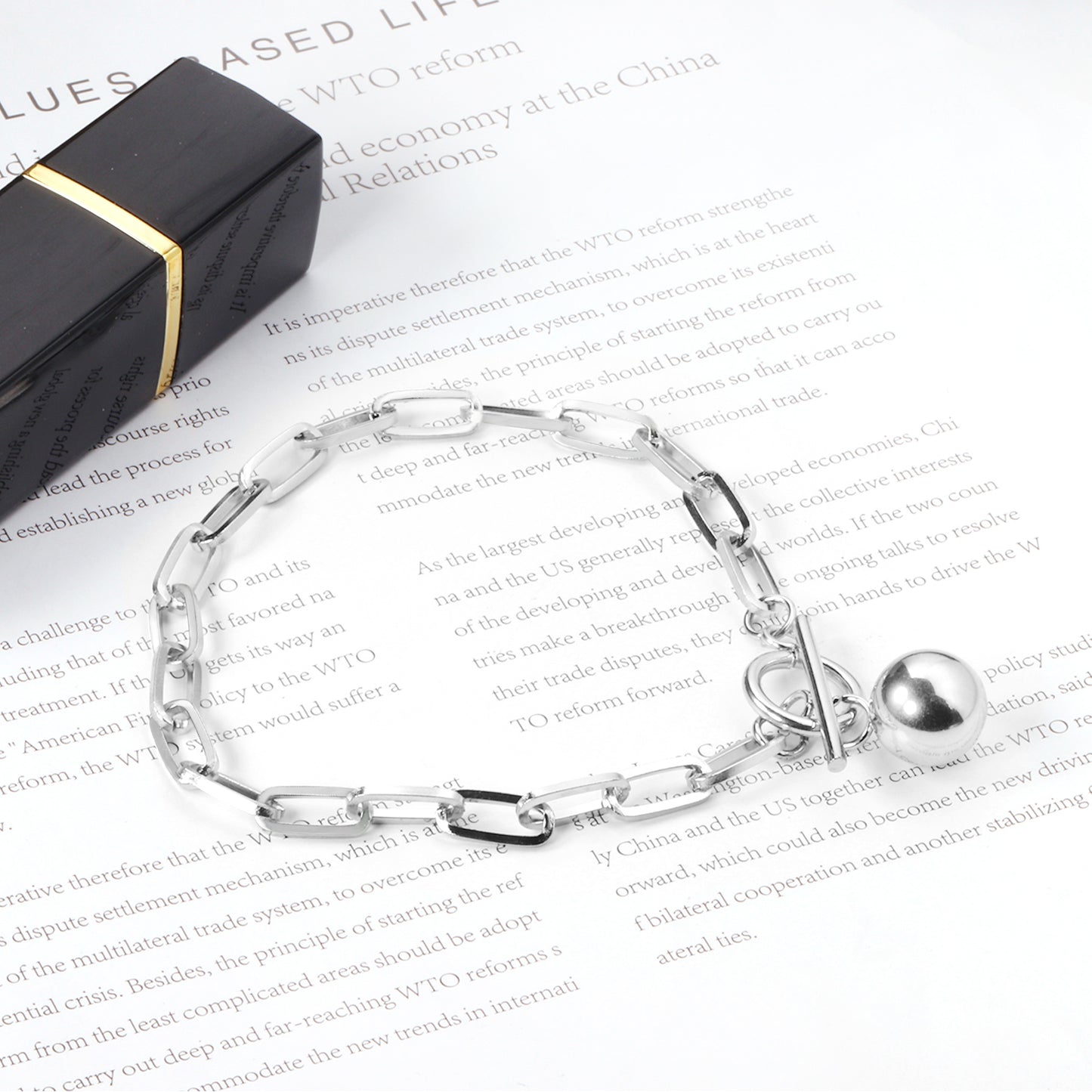 Orb Lock Bracelet – Chunky Toggle Chain with Sphere Charm