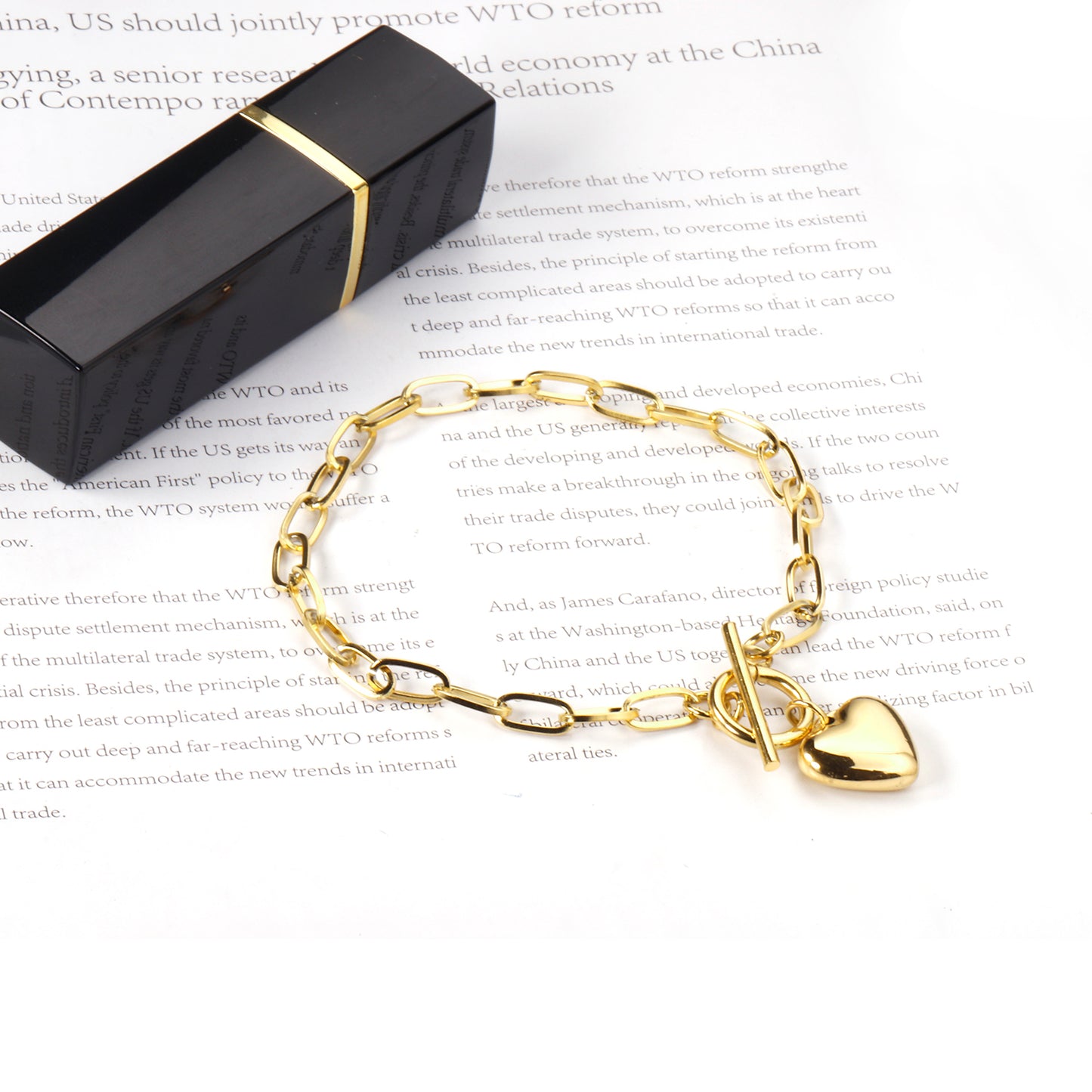 Heartlock Bracelet – Gold &amp; Silver Puffy Heart Chain
