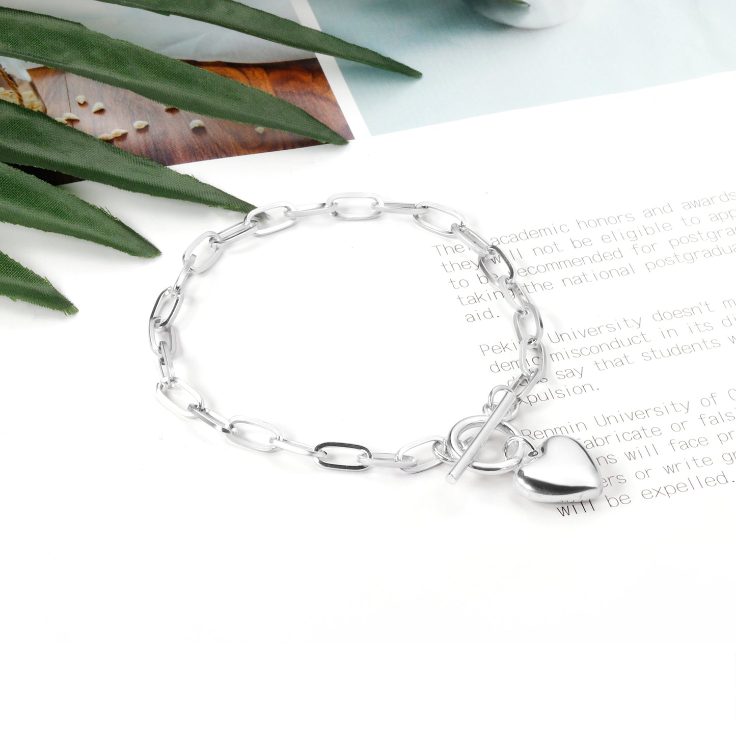 Heartlock Bracelet – Gold &amp; Silver Puffy Heart Chain