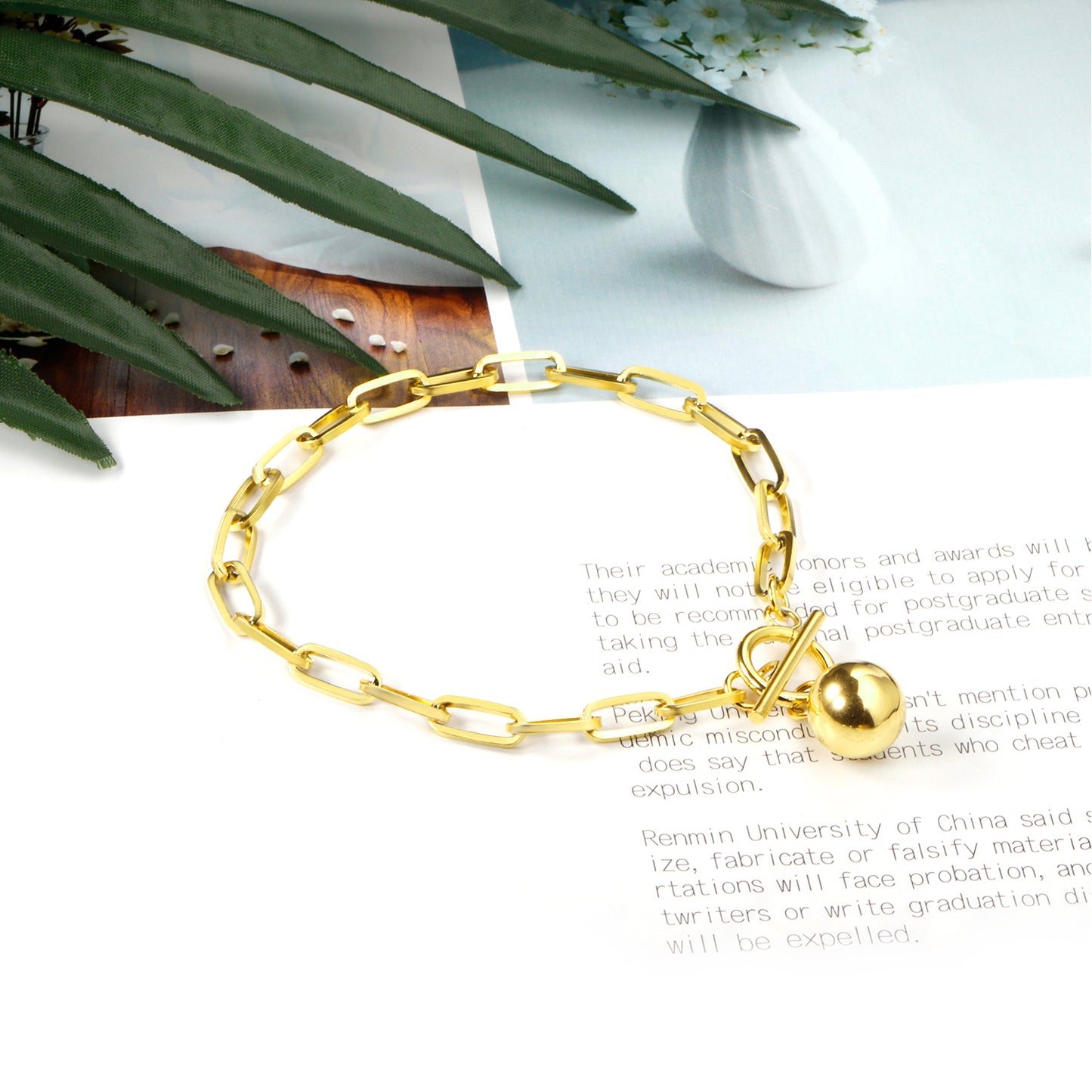 Orb Lock Bracelet – Chunky Toggle Chain with Sphere Charm