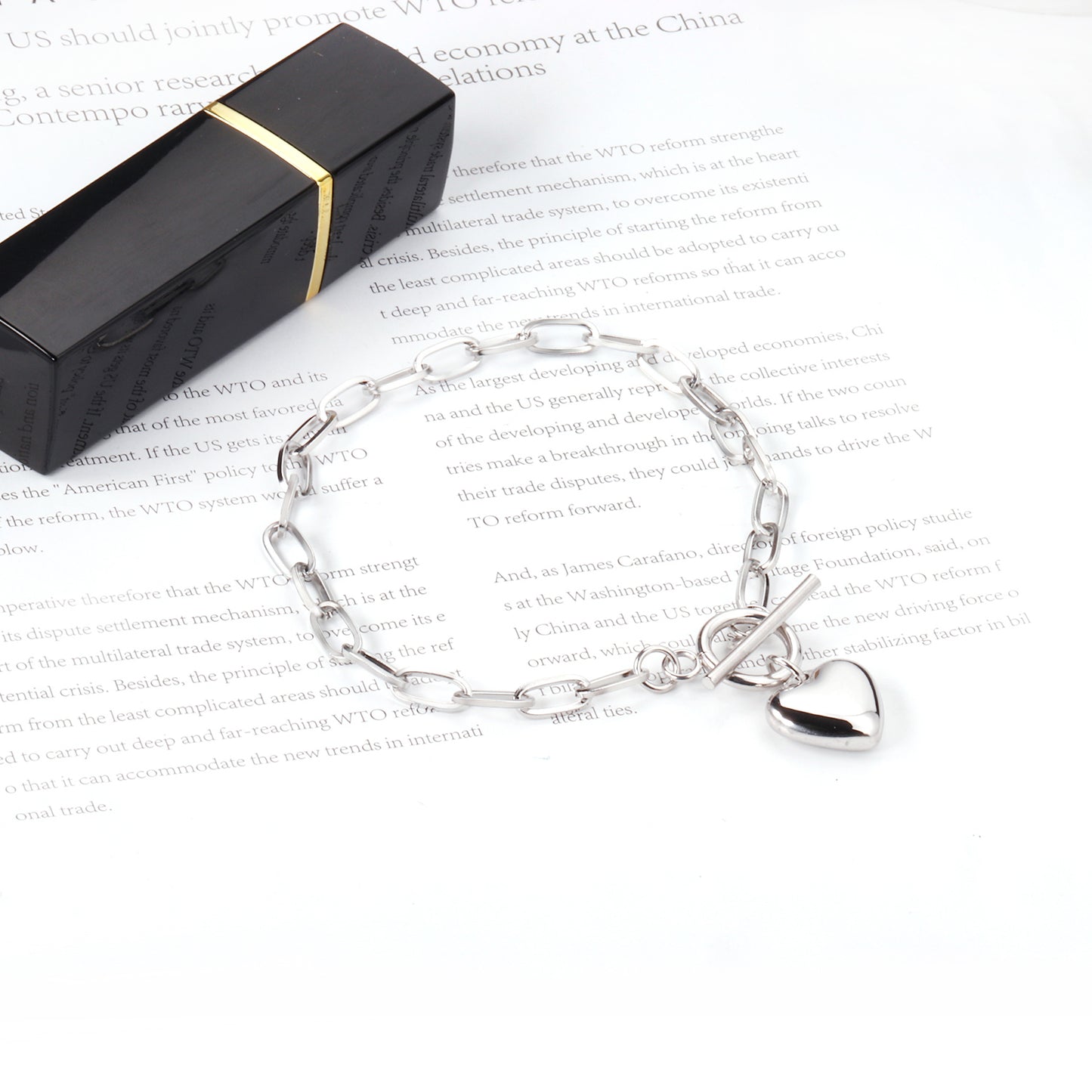 Heartlock Bracelet – Gold &amp; Silver Puffy Heart Chain